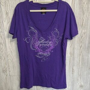 Harley-Davidson Women's Purple Graphic V-Neck Tee